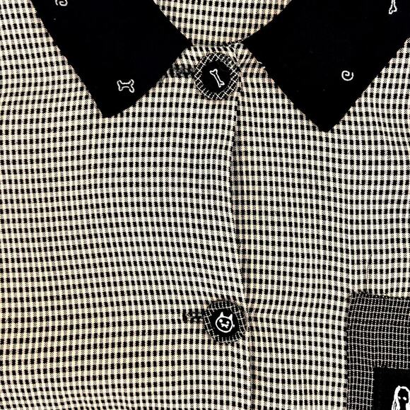 K.D. Spring Women’s M Dog Print Button Up Shirt USA Artsy Short Sleeve Retro VTG - Picture 2 of 8